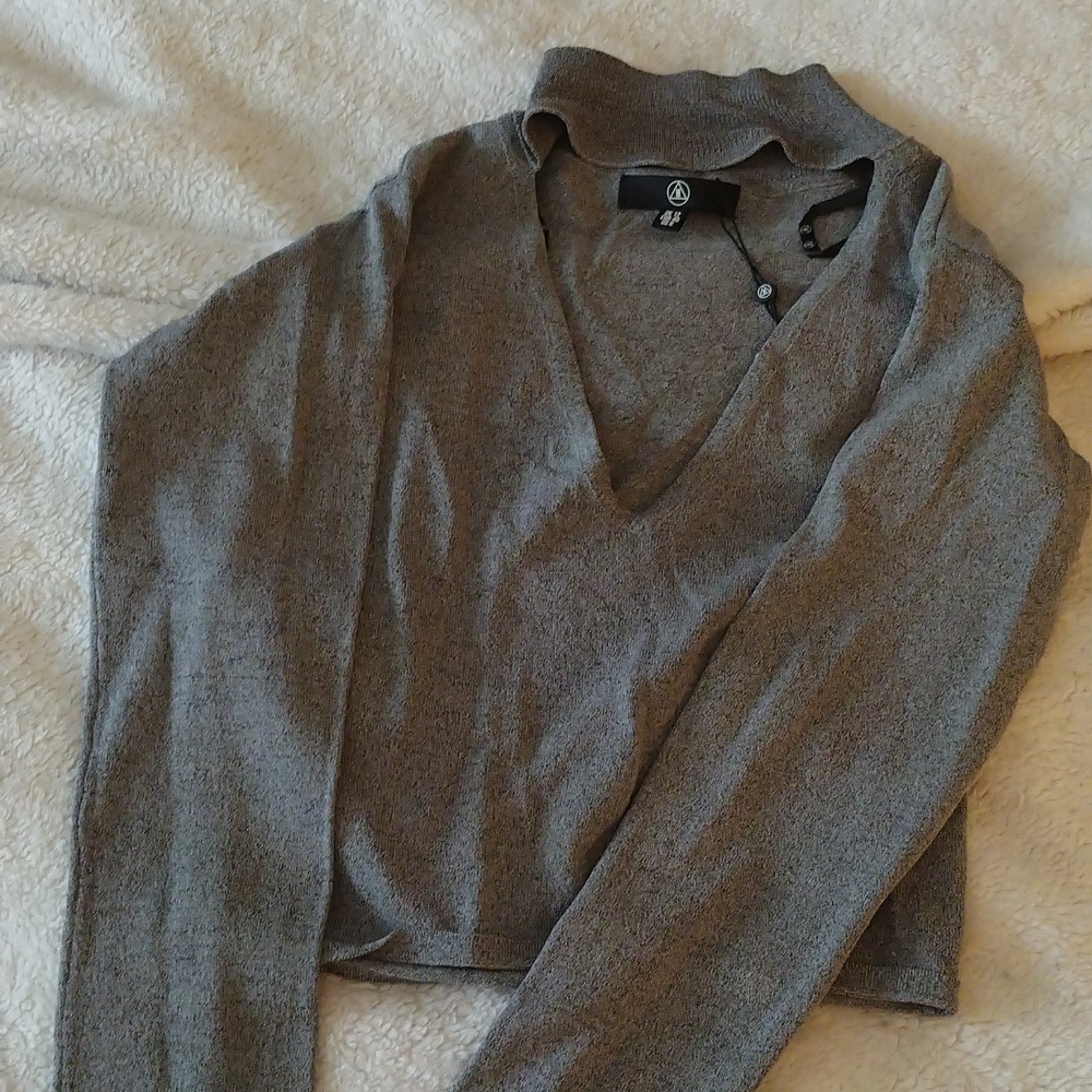 Long sleeve grey crop top